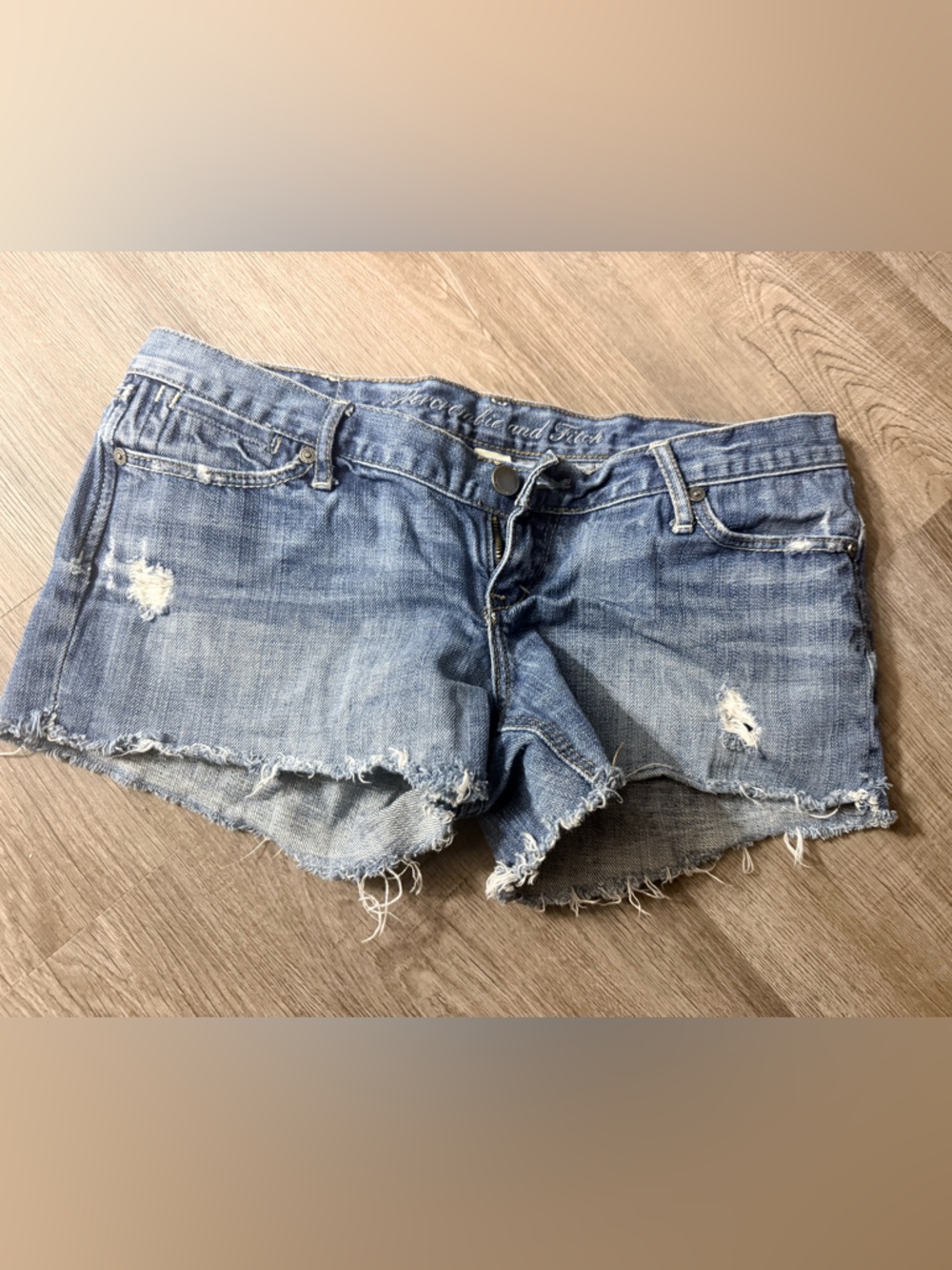 Abercrombie & Fitch Distressed Denim Blue Cutoff Shorts